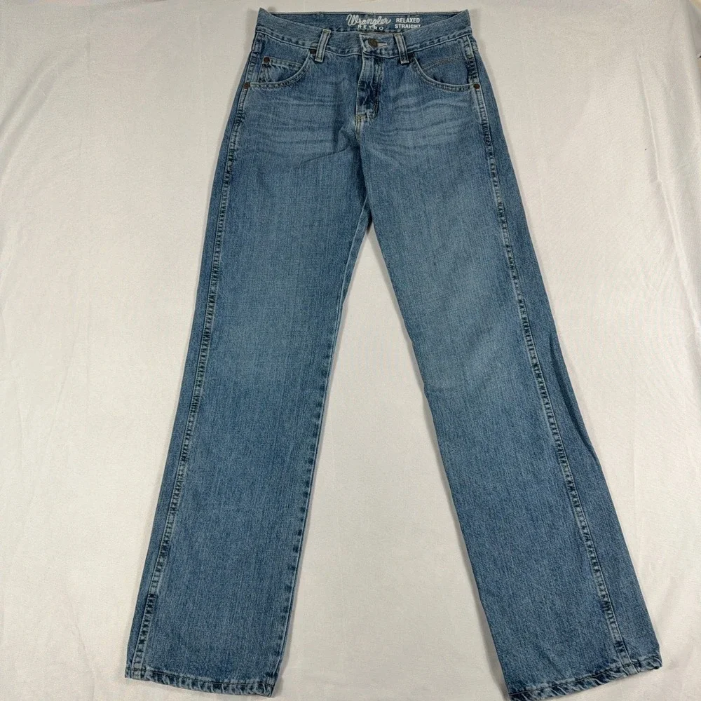 Wrangler Retro Relaxed Straight Leg Denim Jeans 30x34‎ Medium Wash Blue Cotton